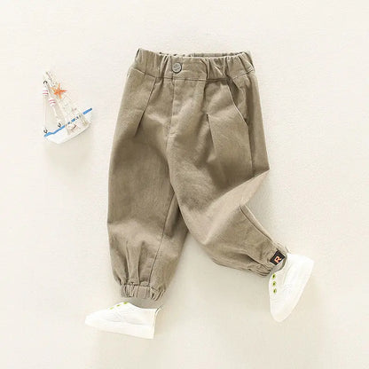 Autumn Children Boys Sweatpants Cotton Letter Sticker Infant Babys Boys Jogger Pants Solid Elastic Waist Toddler Boys Suspenders