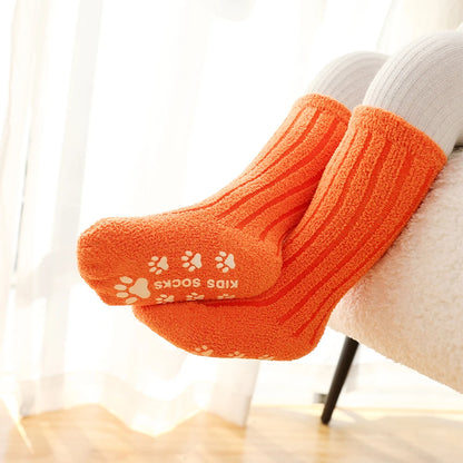 Kids Socks Thick Cold Winter Socks Super Warm Baby Snow Socks Christmas Gifts Coral Fleece Silicone Non-slip Floor Socks