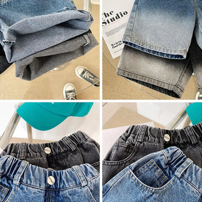 2 Colors Casual Boys Denim Shorts Summer New Fashion Korean Version Kids Shorts Pants Birthday Gift 2-8 Years Children Clothing