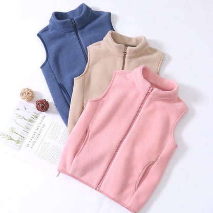 3-18 Years Boys Girls Children Outerwear Vest Fall Winter Thermal Boys Girls Sleeveless Polar Fleece Warm Thick Kids Vest