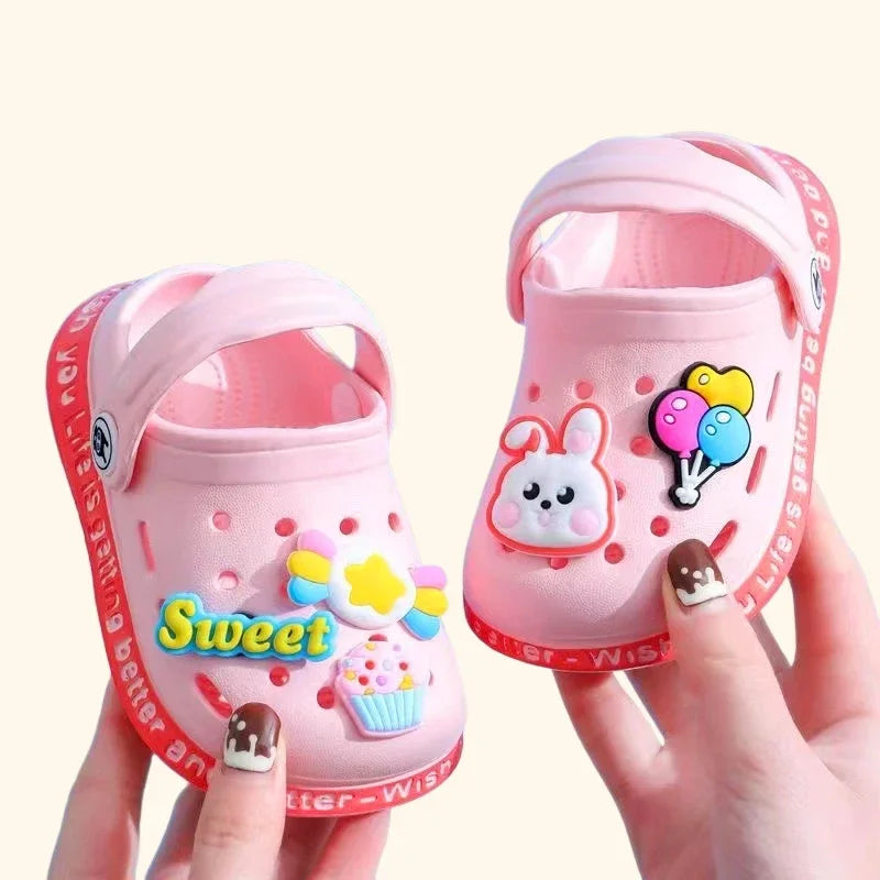 Summer Kids Sandals Children Hole Shoes Slippers Soft Non-slip Cartoon DIY Design Beach Sandy Slipper Shoe for Boys Girls