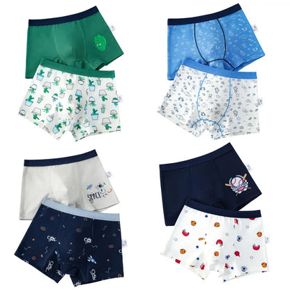 2Pcs/Lot Boys Underwear Boxer Elephant Dinosaur Design Kids Cotton Briefs Children's Panties Soft Shorts 2-14Y