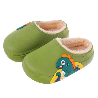 Winter Cartoon Children's Slippers Non-Slip Sole Cotton Shoes Boys Girls Waterproof Indoor Kids Shoes Plush Warm Home Slippers