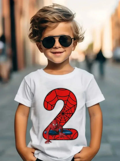 Summer Marvel Spiderman Cotton Children T-shirt 1-9 Years Old Birthday Gift Boy Clothing Fashion Casual T Shirt Baby Kid Tee Top