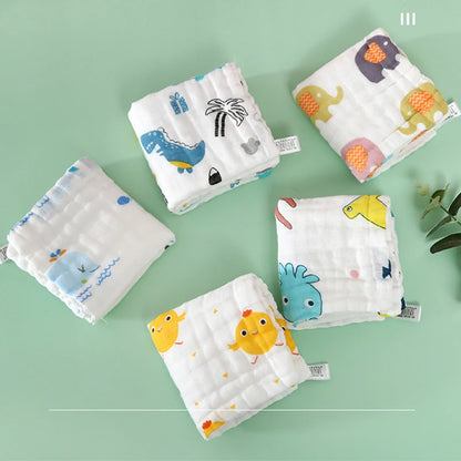 3Pcs Baby Towel Face Washcloth Muslin Squares Cotton Hand Wipe Six Layers Gauze for Bathing Feeding Kids Handkerchief 25x25cm