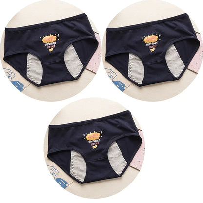 3pcs Cute Cartoon Girls Menstrual  Panties For Teenager Leakproof Physiological Period Underwear Children Panties for periods