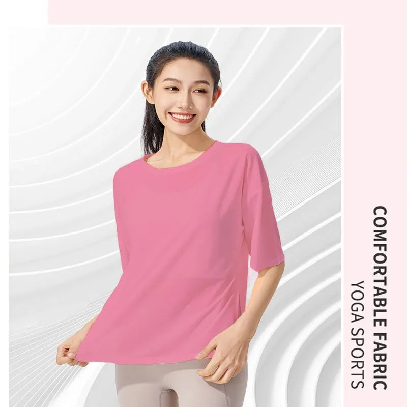 Loose Yoga Clothes Tops Short-Sleeved Running Quick-Drying Clothes T-Shirts Short Sports Fitness Clothes Women's Sport Blouses