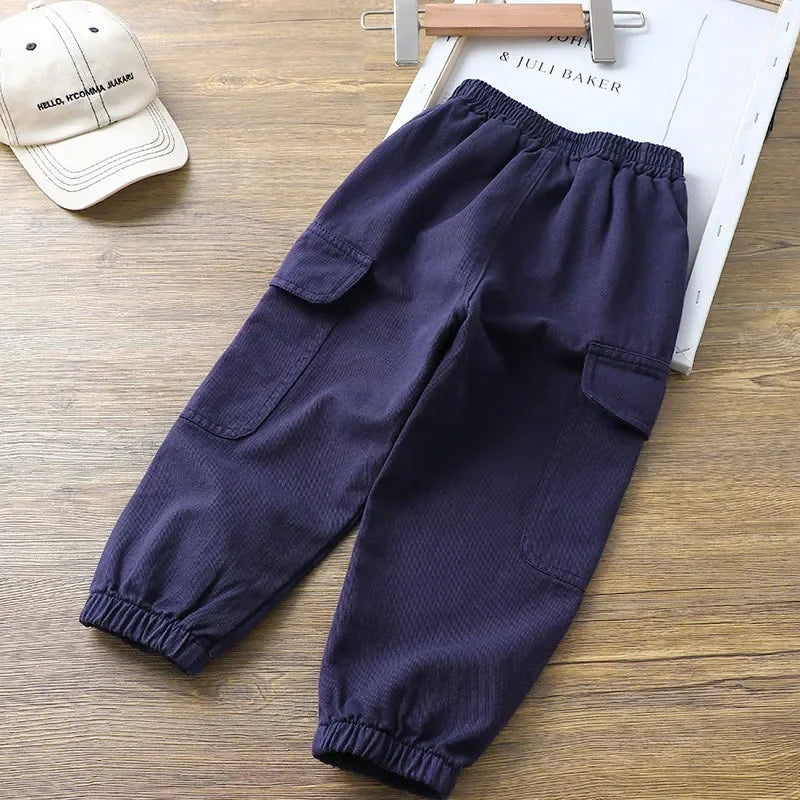 Autumn Solid Cargo Pants for Boy Sweatpant 1-6Y Yong Child Casual Clothes Kids Tactical Pants Spring Jogger Girl Sports Trousers