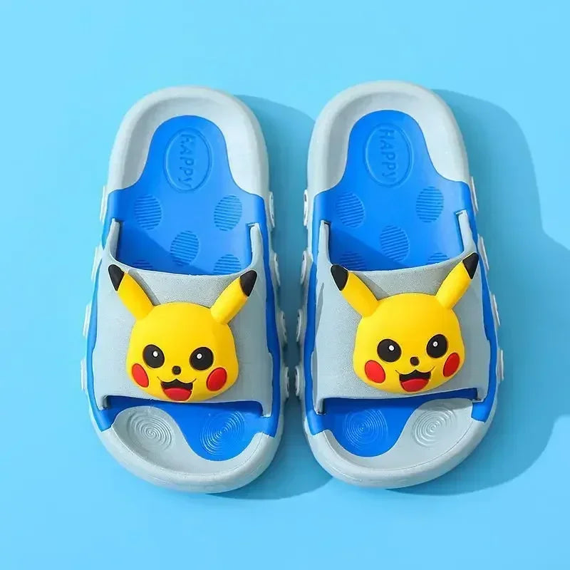 Aged 2-16 Children Slippers Kids Summer Cartoon Beach Shoes Boys Girls Schoolchild Soft Sole Non-Slip Bathroom Indoor Home Shoes