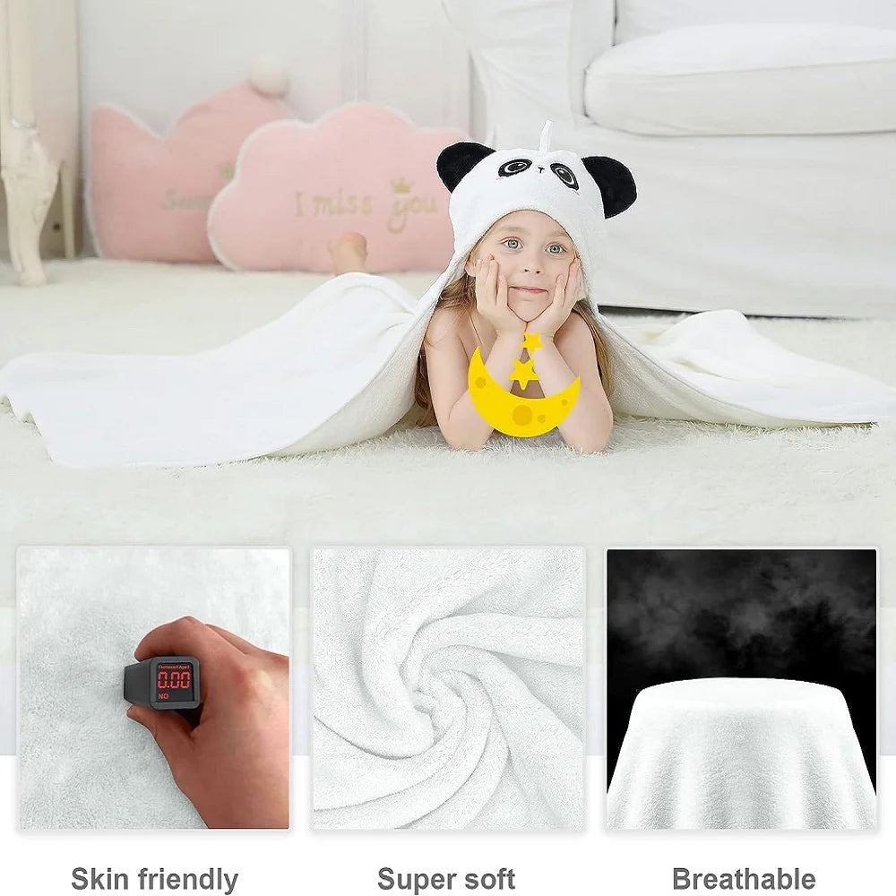 MICHLEY Cute Hooded Bath Baby Towel Hood Newborn White Bathrobe Shower For Kids Boy Girls Unisex Infant Animal Face Blanket 0-9T