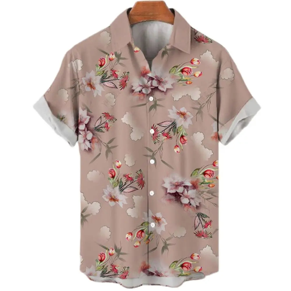 2024 Summer Men's Floral Chinese Style Shirt Short Sleeve Hawaiian Shirts For Men Plus Size Quick Dry Tops Tee Shirt Man Camisa