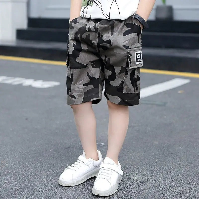 New Baby Boy Shorts Summer Boys Sports Camouflage Loose Shorts Elastic Waist Teen Trousers Children's Clothes 2-14 Years Old