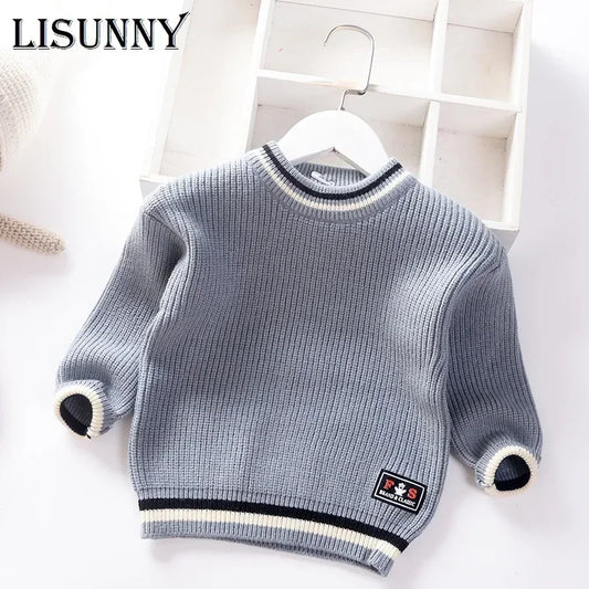 Autumn Winter 2024 Baby Boys Sweater Children knitted Clothes Kids Pullover Jumper Toddler Striped European American Style Boy