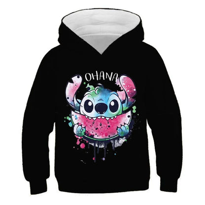 New Stitch Hoodies Girls Sweatshirt Autumn And Winter Long Sleeve Harajuku Pullovers Disney Series Stich Casual Hooded Tops