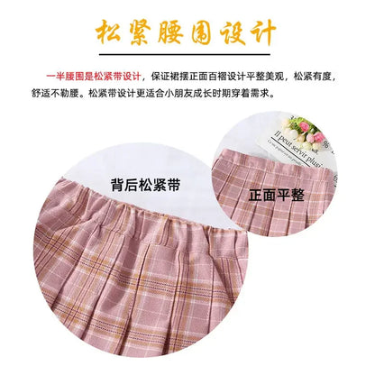 Vintage Pleated Plaid Skirts Girls Skirts Autumn School Teens Spring Kids Skirt Elbise Children Kleid Clothing Sukienka Kids