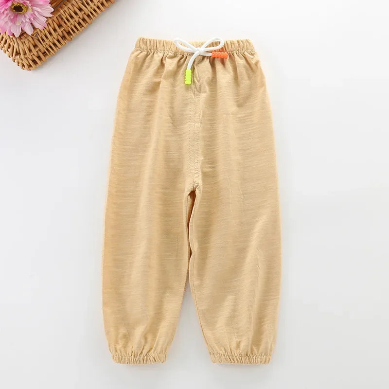 Children Pants Summer Cotton Thin Breathable Prevent Mosquito Candy Color Kids Boys Girls Baby Pants