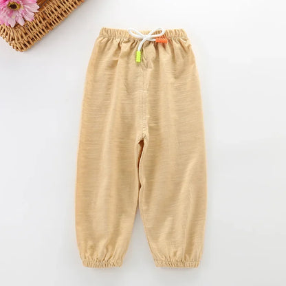 Children Pants Summer Cotton Thin Breathable Prevent Mosquito Candy Color Kids Boys Girls Baby Pants