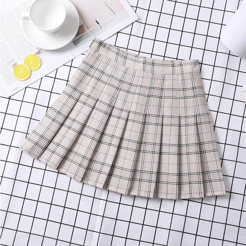 Summer Skirt For Women 2023 Korean Style Clothes Preppy Girls Chic And Elegant  Aesthetic Female A Line Mini Plaid Pleated Skirt