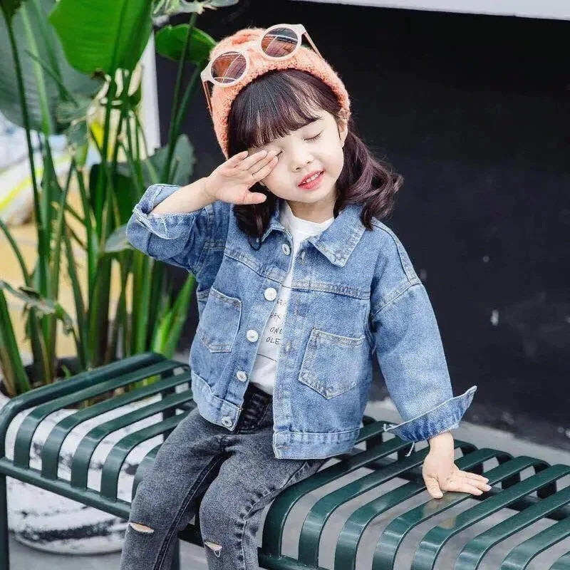 Baby Girls Denim Jacket Spring Autumn Kids Jean Coat For Girls Sweet Little Princess Outerwear Children Clothing 1-10 Years