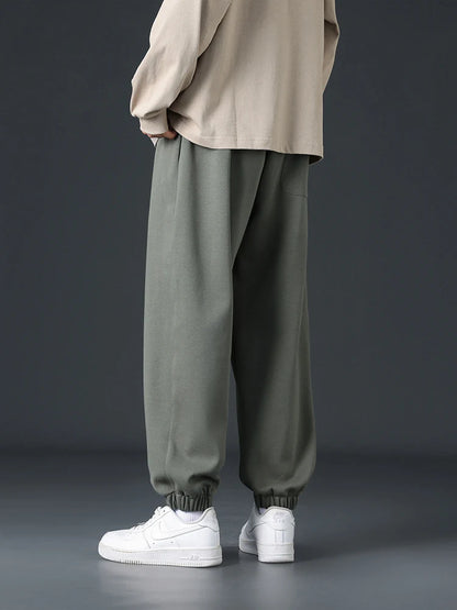 Big Size Men Sweatpants Spring Autumn Casual Baggy Jogger Pants String Banding Solid Color Sportswear Cotton Loose Trousers 8XL