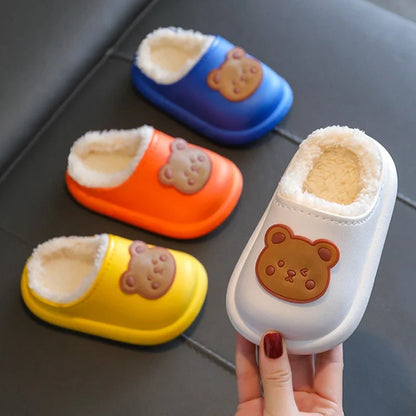 Baby Warm Cotton Slippers Winter Kids Waterproof Home Slippers for Girls Cartoon Bear Toddler Boy Indoor Slides Pantufa Infantil