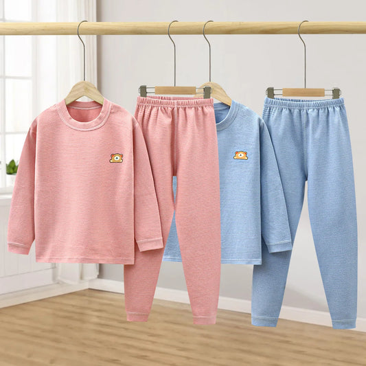 Winter Autumn Kids Pajamas Set Children Thermal Sleepwear Sets Clothing Boys Girls Fleece Warm Underwear Baby Tops+Pants Clothes