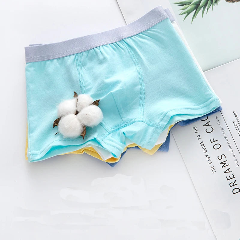 Children's Underwear for Kids Boy Cute Panties Cartoon Print Underpants Train Boxers Toddler Car Print Comfortable Shorts 4pcs