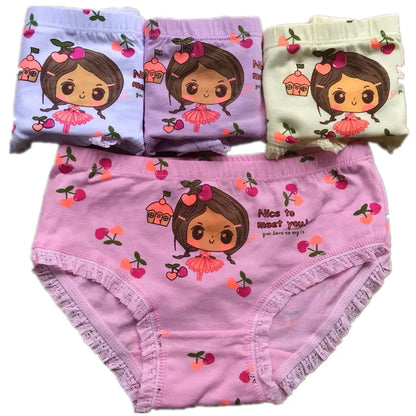 Girls Briefs Fine Cotton Underwear Cute Designs Printing Panties Kids Breathable Soft Healthy Underpants Girls Boxer 4pcs/Lot