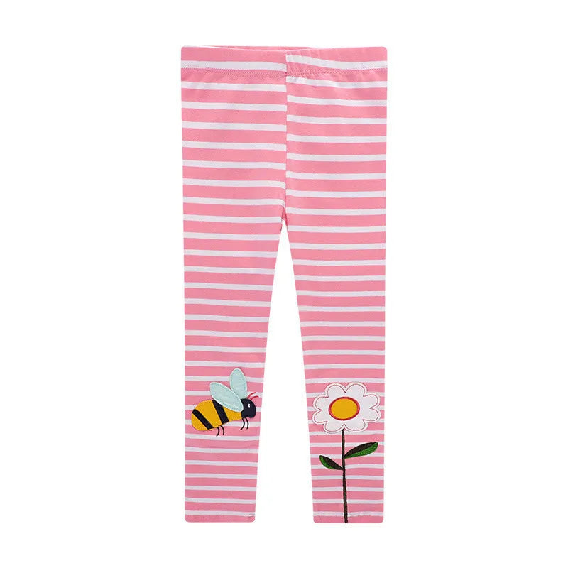 Jumping Meters 2-7T Striped Bee Girls Fairy Tale Children's Leggings Pants Hot Selling Kids Skinny Trousers Full Pencil Pants