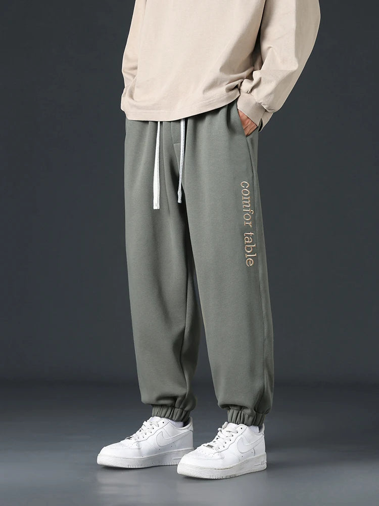 Big Size Men Sweatpants Spring Autumn Casual Baggy Jogger Pants String Banding Solid Color Sportswear Cotton Loose Trousers 8XL