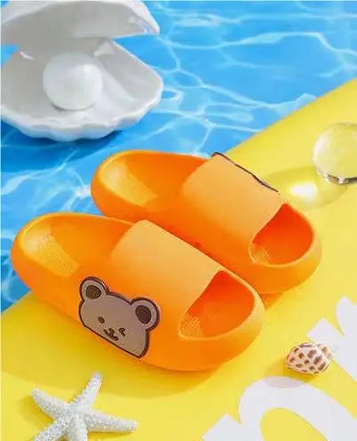 Cartoon Bear Children's Beach Slippers For Boys Girls Home Shoes Summer Thick Sole Flip Flops EVA Soft Outdoor Slippers Child