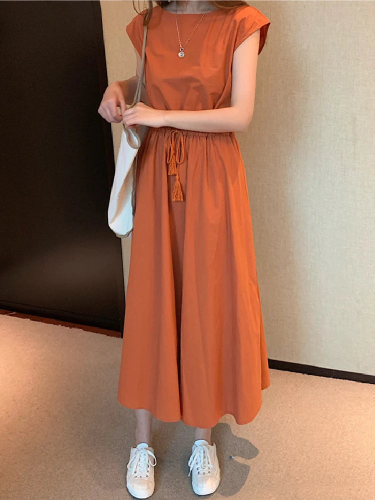 10 colors S-2XL Summer Women Dress Maxi Evening Female Vintage Dress Oversize Short Sleeve Beach Dresses Robe Vestido Cotton