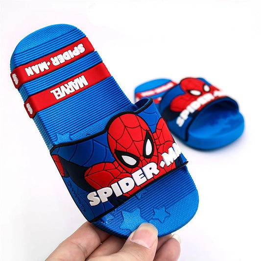 Disney Children's Slippers Summer Boys Indoor Thick Bottom Bath Soft Anti-skid Sandals Carton Boys Flip-flops Outside Blue Shoes