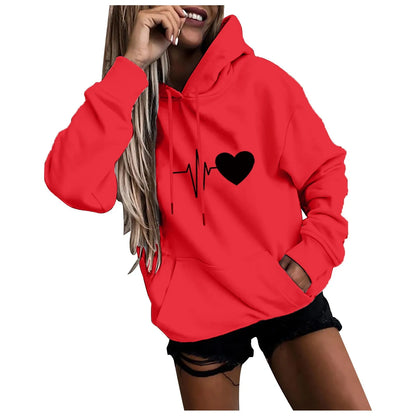 Women's Pullover Fashion Casual Fun Print Hooded Sweatshirt Loose Sports Tops Pullover