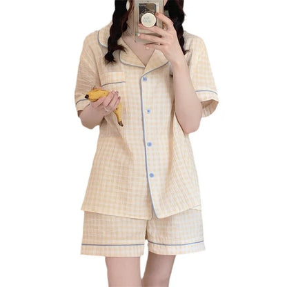 Women's Pajamas Homewear Set of New Spring and Summer Sweet Leisure Homewear Short-Sleeved Shorts Student Pajamas Homewear Sets