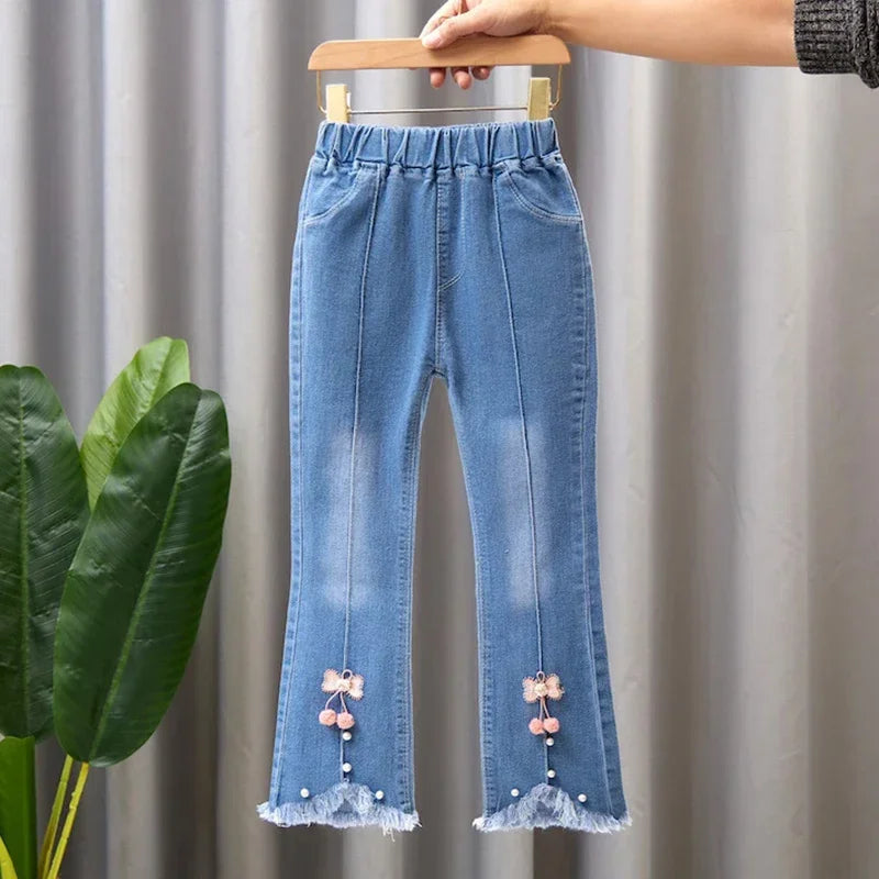 Kids Baby Girls Cowboy Pants Spring Autumn Baby Girls Jeans Casual Girls Jeans Children Clothing Kids Bell-bottoms Jeans