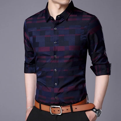 Men's Casual Business Long Sleeve Shirt Formal Office Men Tshirt