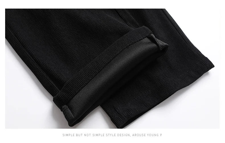 Men's Casual Pants Elastic Waist Sweatpants Autumn Winter Clothes Drawstring Trousers Male Corduroy Warm Large Size Pants