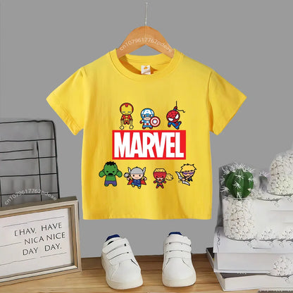 Superhero Teen 100% Cotton T-shirt Children's small cartoon print casual cotton T-shirt for boys and girls Baby comfortable shor