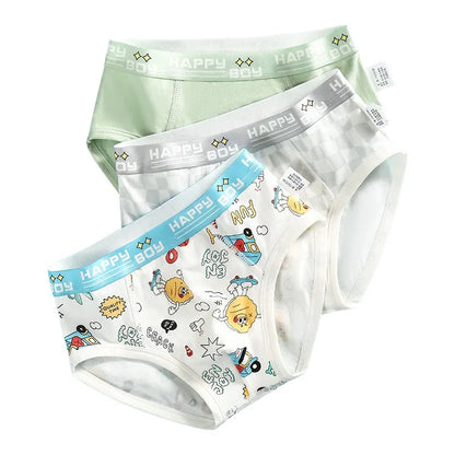 6PCS Kids Cotton Soft Antibacterial Briefs for Boy Thin Breathable Panties Cute Cartoon Print Knickers 3+y Young Child Underwear