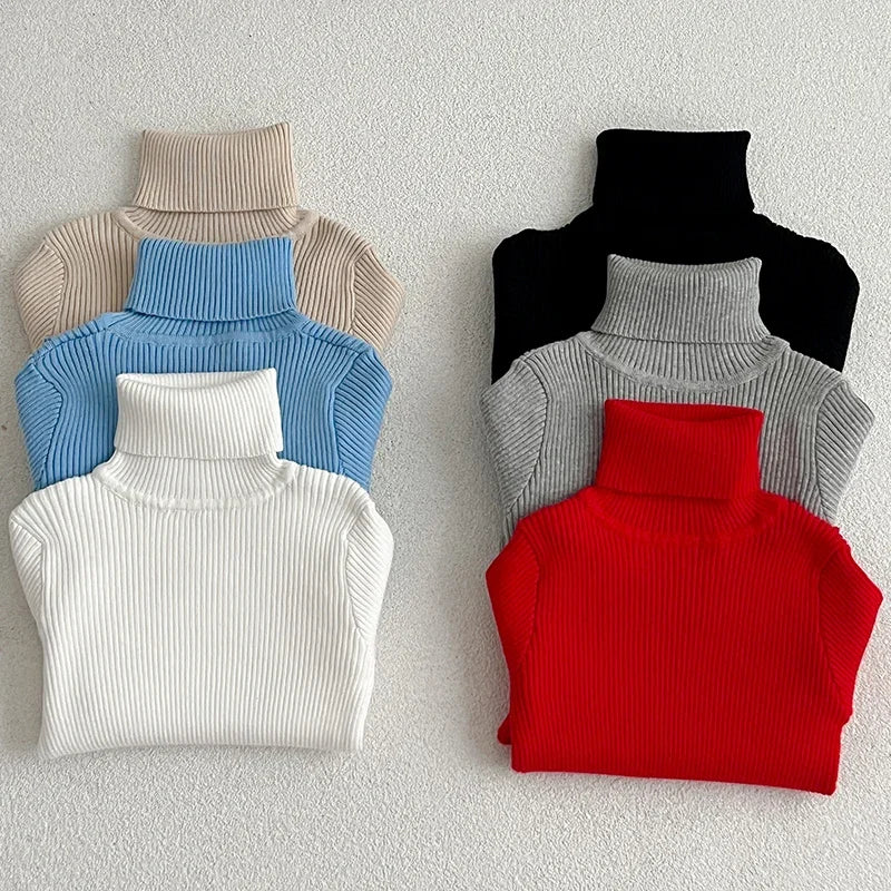 1-6Y Boys Girls Turtleneck Sweaters Autumn Baby Sweater Kids Sweaters For Winter Knitted Bottoming Boys Sweaters Vetement Enfant