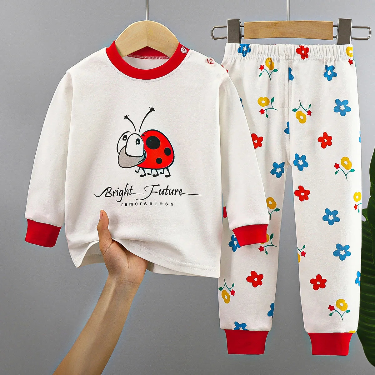 2024 Ins Autumn Children Boys 2PCS Pajamas Set Pure Cotton Warm Full Printed Stretch Kids Girls Sleepwears Toddler Girl Homewear