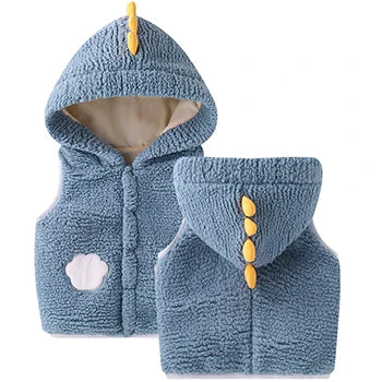 Keep Warm Autumn Winter Sleeveless Jacket For Girls Boys Cute Animal Hooded Vest New Fashion Plush Outerwear Baby Waistcoat 0-4Y