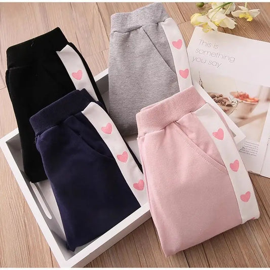 2024 Autumn Spring 2 3 4 6 8 10 Years Children's Clothing Striped Colorful Patchwork Sports Pants Trousers For Kids Baby Girls