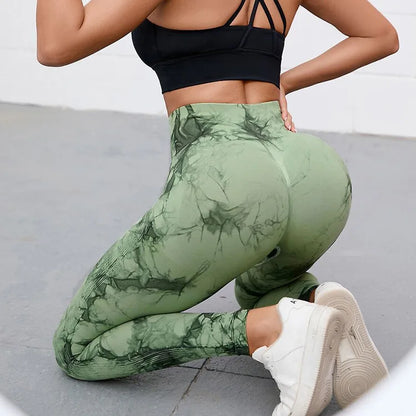 Gutashye Tie Dye Sport Leggings Women Gym Yoga Seamless Pants Sportswear Clothes Stretchy Hip Fitness Legging Activewear