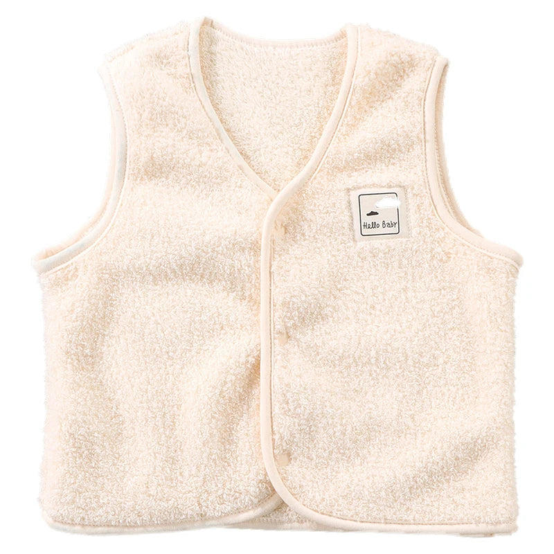 Boy And Girl V-neck Cloudy Velvet Sleeveless Vest Waistcoats 2-12 Years Old Baby Warm Lambswool Vest Coat