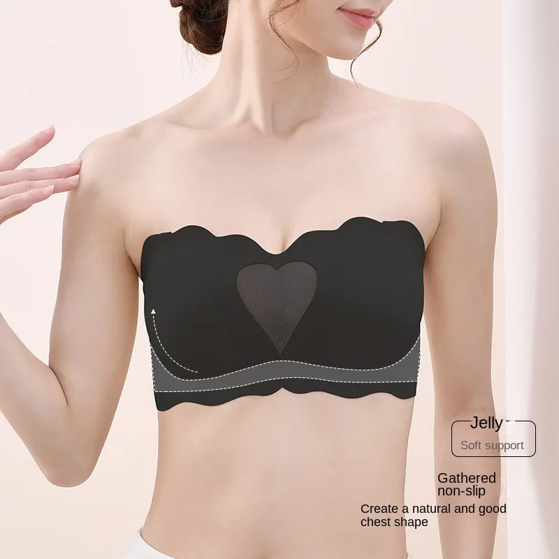 Strapless Beauty Back Underwear Women Gather Small Chest Seamless Tube Top Front Buckle Type Non-slip Invisible Bra Thin Section