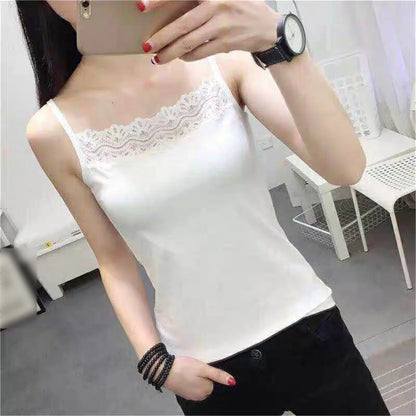 2022 Women's Spaghetti Strap Tank Tops Ladies Cami Top All-matching Lace Camisole Summer Camis Crop Tops Sport Sleeveless Tops