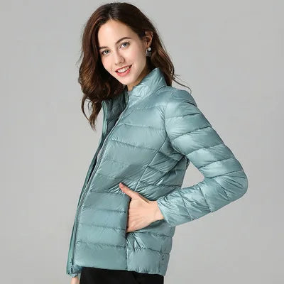 M-8XL White Duck Down Jacket for Women Winter Warm Down Coat Light Weight 2023 New Stand Collar Pocket Zipper Casual Outerwear