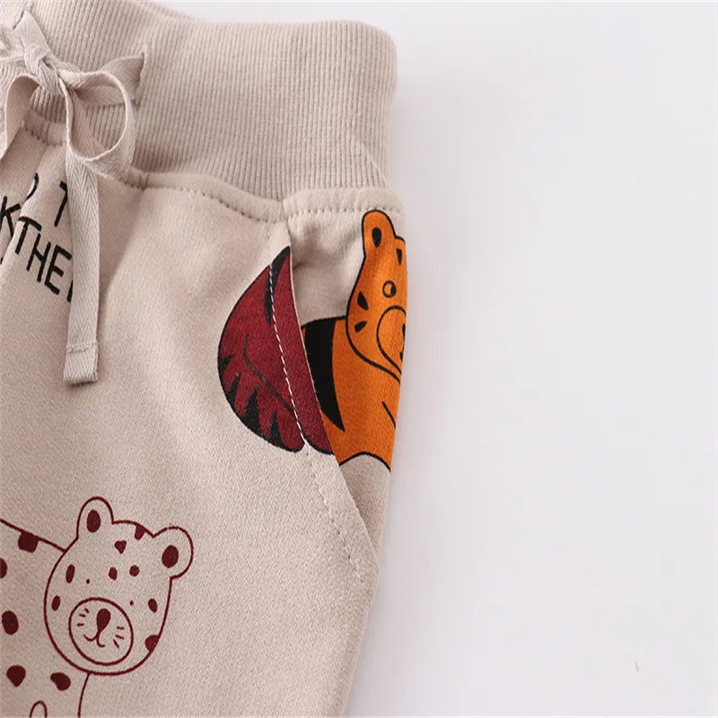 Jumping Meters Autumn Spring Children's Sweatpants For Boys Girls Animals Print Hot Selling Baby Trousers Drawstring Kids Pants